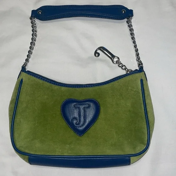 💙💚Y2K Juicy Couture Green and Navy Shoulder Bag with Original Dust Bag💙💚 - Picture 6 of 16